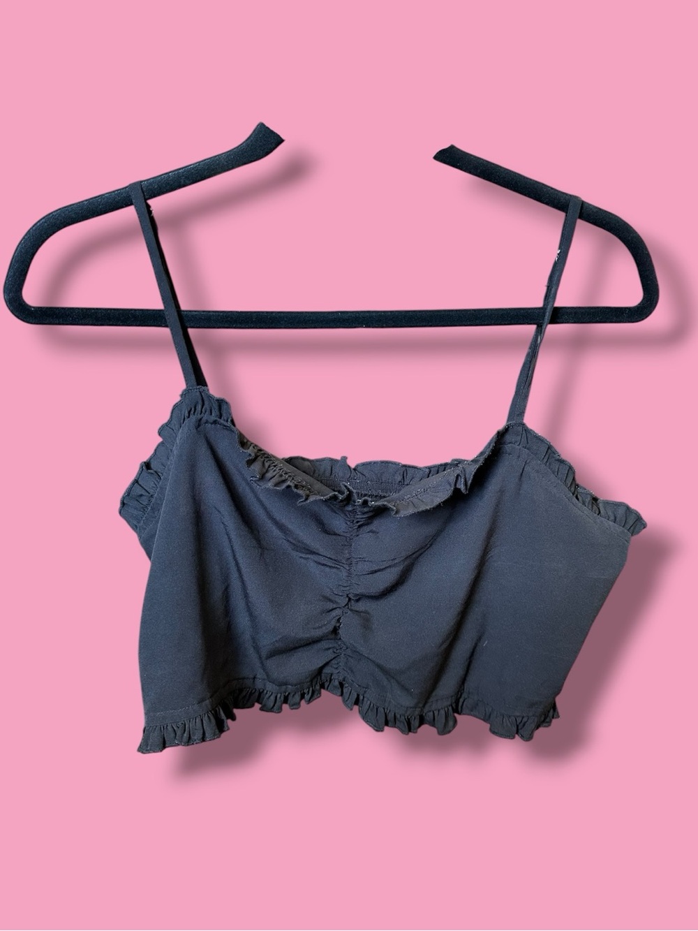 Urban Outfitters Black Ruffle-Trim Bandeau Cami